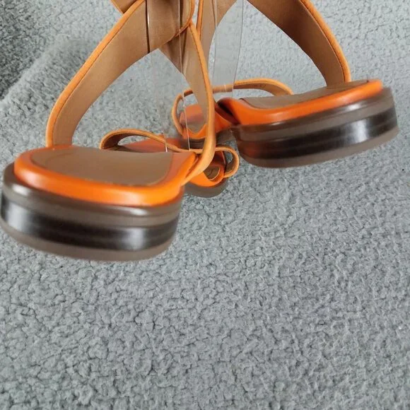 Vionic Anaya Sandals Womens' 7.5 Orange Leather Ankle Straps Flat Comfort Summer - Picture 8 of 12